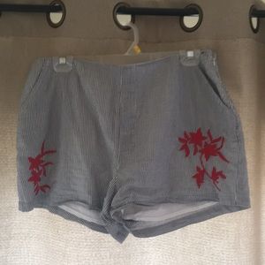 blue white and red chino styler shorts